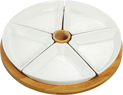 Elama Signature 12 1/4 Inch 6pc Lazy Susan Appetizer and Condiment Server Set
