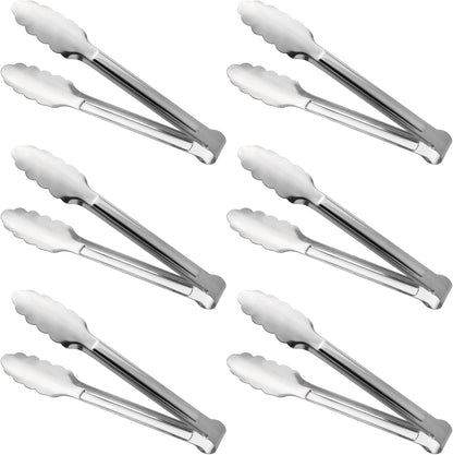 Serving Tongs,Buffet Tongs, ACAUTO Stainless Steel Food Tong Serving Tong Small Serving Tongs Stainless Steel Mini Appetizer Tongs, Set of 6 (5 Inch(12 Pack))