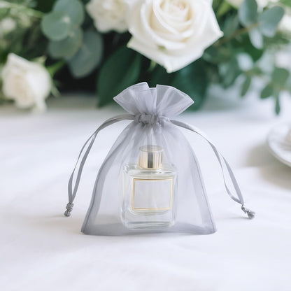 joycraft 50Pcs Organza Bags, 2x3 inch Gift Favor Bags, White Wedding Favor Bags, Jewelry Pouches with Drawstring, Mesh Bags Drawstring for Jewelry, Festival, Makeup, Candy, Desserts