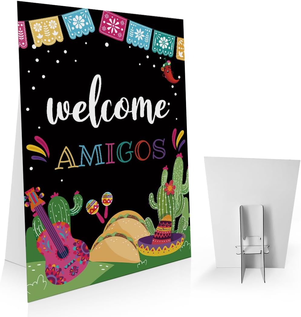 Fiesta Party Welcome Sign, Black Fiesta Decor Mexico Table Sign, Taco Bar Deorations, Mexican Baby Shower Sign, Mexican Birthday Party Sign, Cinco De Mayo Party Decorations-MAYLP06