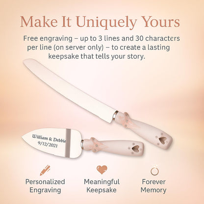 GIFTS INFINITY Personalized Wedding Cake Knife and Server Set with Engraving – Cake Cutting Utensil Set, Keepsake Gift for Wedding, Anniversary, Reception, Birthday & Other Occasions (CH-101WB)