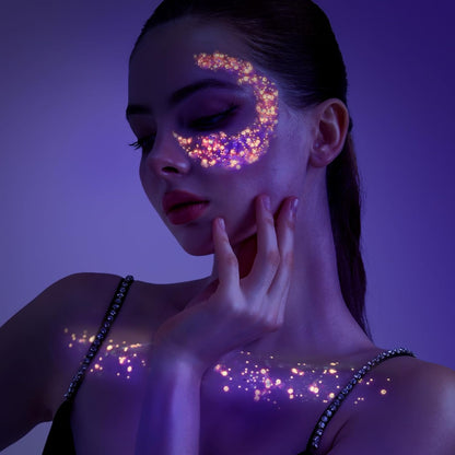 Teenitor 6 Colors Glow in The Dark Glitter Gel, Face Glitter Gel, Body Glitter Hair Glitter for Carnival Makeup UV Black Light Party Cheer Raves Festivals