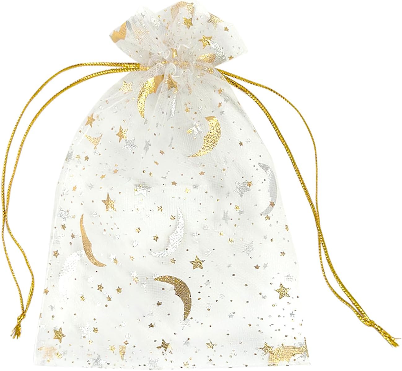 100PCS White Organza Bags, 4x6 Inch Small Mesh Bags Drawstring, Jewelry Gift Bags for Easter, Party, Festival, Bathroom Soaps, Makeup