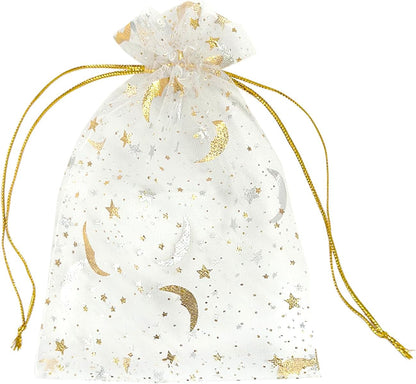 100PCS White Organza Bags, 4x6 Inch Small Mesh Bags Drawstring, Jewelry Gift Bags for Easter, Party, Festival, Bathroom Soaps, Makeup