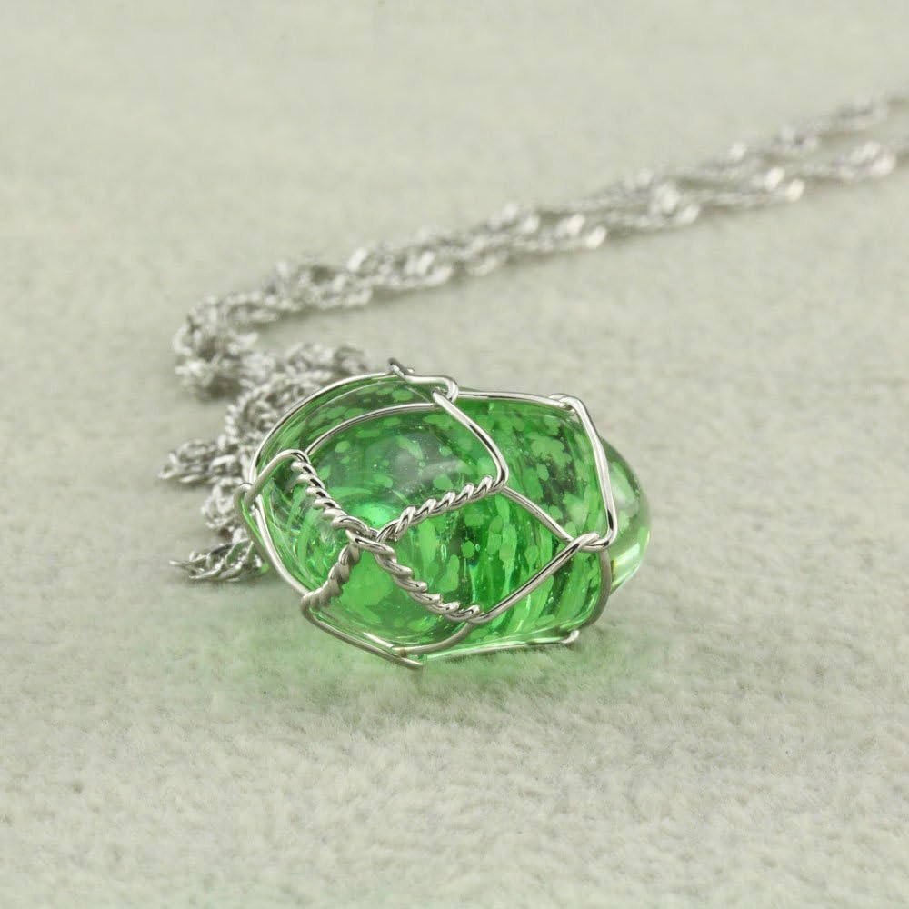FM FM42 Glow in The Dark Blue/Green Heart Pendant Necklace, Glow Green Light