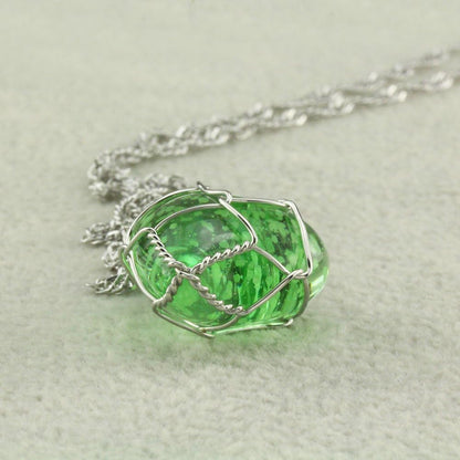 FM FM42 Glow in The Dark Blue/Green Heart Pendant Necklace, Glow Green Light