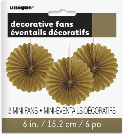 Sunflower Yellow Hanging Tissue Paper Fans - 6'', 3 Count - Perfect for Parties & Home Decor