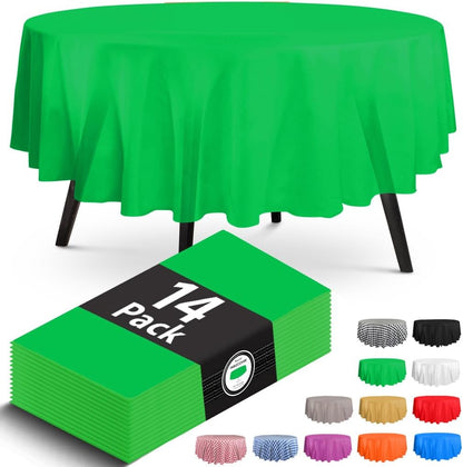 14 Pack Black 54 x 108 in. Rectangle Disposable Plastic Tablecloths - Smooth Decorative Covers for Parties, Weddings