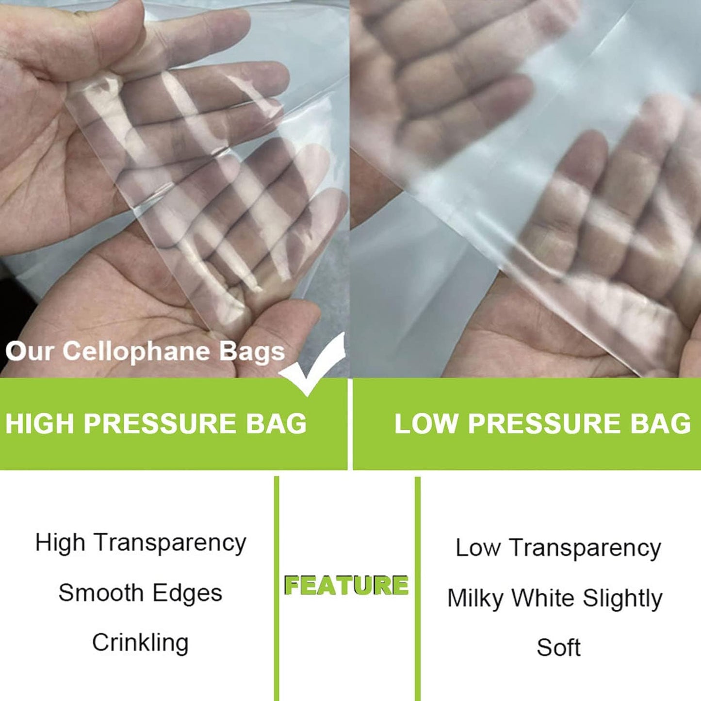 Zcintert Clear Cello Cellophane Treat Bags, 100 Pcs - 7.9" x 11" (2mils), Plastic Gift Bags for Candy, Party Favor, Cookies, Candies Packaging, with 4” Twist Ties