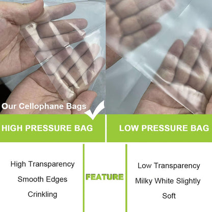 Zcintert Clear Cello Cellophane Treat Bags, 100 Pcs - 7.9" x 11" (2mils), Plastic Gift Bags for Candy, Party Favor, Cookies, Candies Packaging, with 4” Twist Ties