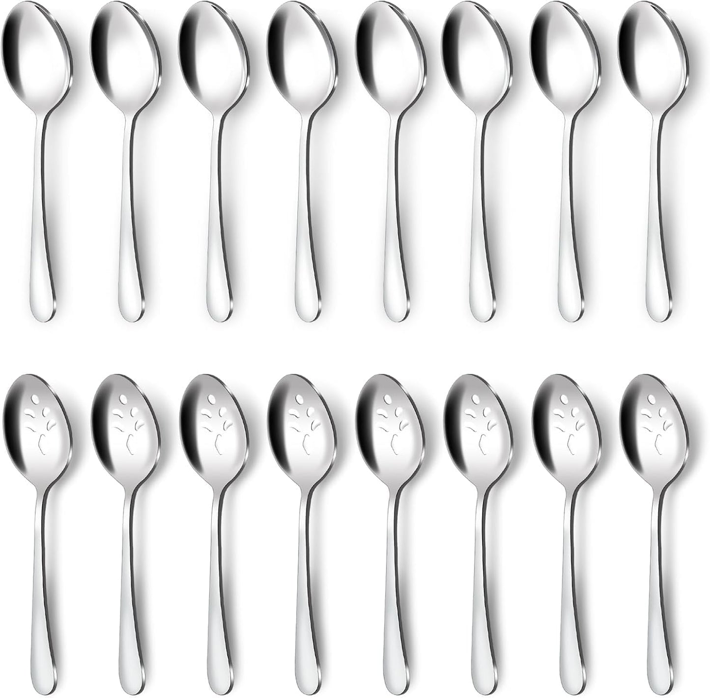 BEWOS Serving Utensils, 20-Piece Large Serving set, Serving Spoons, Slotted Spoons, Serving Tongs & Forks, Cake Server, Butter Knife, Stainless Steel Serving Utensils Set for Parties, Dishwasher Safe