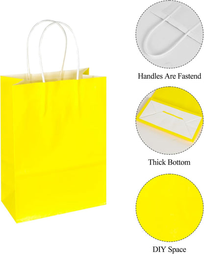 BLEWINDZ 32 Pieces Gift Bags with 32 Tissues, 8 Colors Party Favor Bags with Handles, Rainbow Gift Bag for Wedding, Birthday, Party Supplies and Gifts