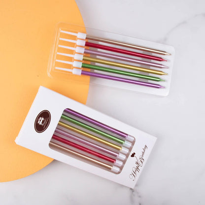 BEAN LIEVE 24-Count Birthday Candles - Long Thin Cake Candles Slow Burning Candles for Birthday, Wedding, Lucky Party Decoration (Champagne Gold)