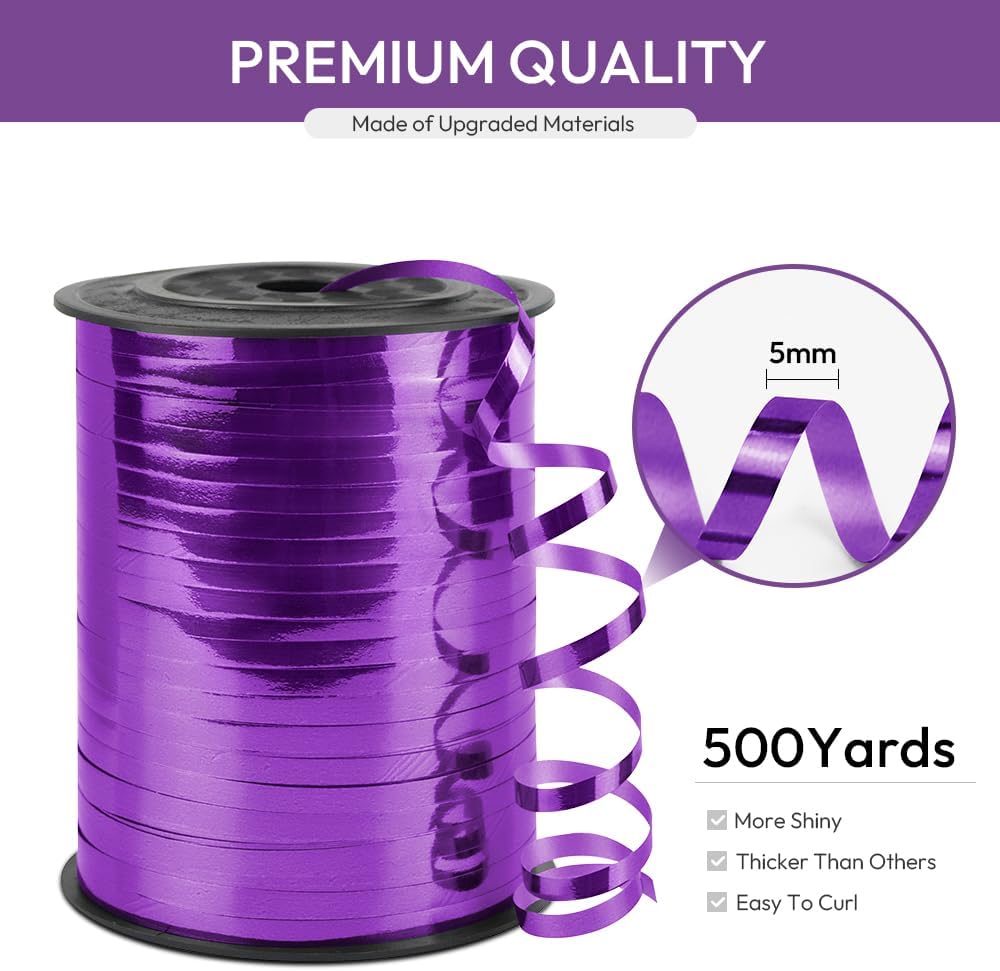 KMER LIFE White Crimped Curling Ribbon, 1/5" Wide x 500 Yards Christmas Curling Ribbons for Gift Wrapping, Party Decoration, Balloon String, Crafting, Balloon Ribbons for Florist Flower (1 Roll)