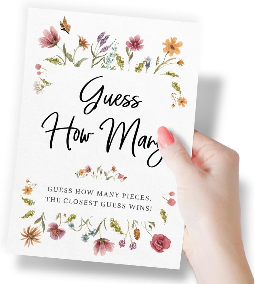 Printed Party Baby Shower Games for Girl – 4 Games and Activities for 30 Guests, Includes Bingo, Price is Right, Mommy or Daddy Trivia, and Storybook Title Guessing, Wildflower Baby in Bloom Design