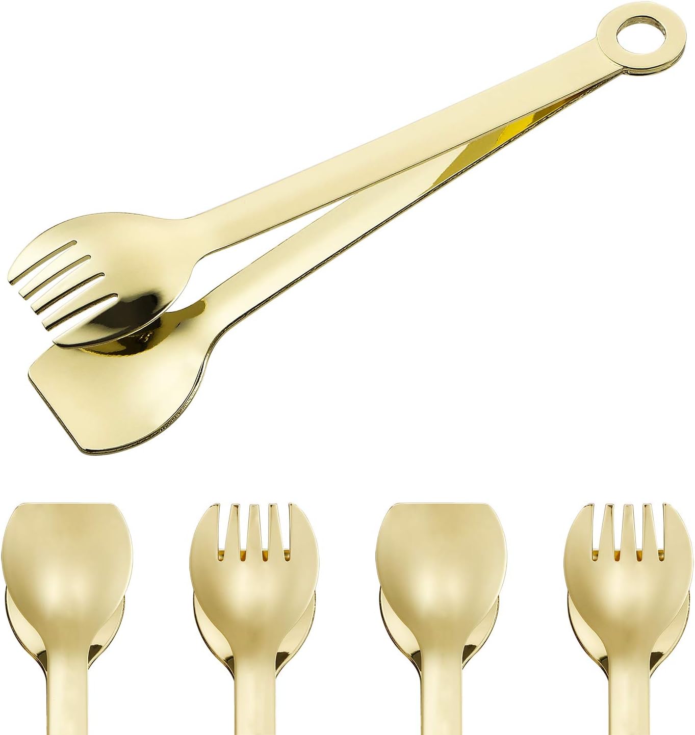 Mini Appetizer Tongs Stainless Steel Set of 4, MSY BIGSUNNY Small Serving Tongs, 6 Inch(15.2cm, Silver)