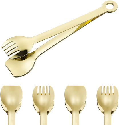 Mini Appetizer Tongs Stainless Steel Set of 4, MSY BIGSUNNY Small Serving Tongs, 6 Inch(15.2cm, Silver)