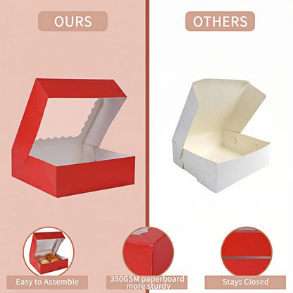 24 pcs12x12x3 Inch Bakery Boxes with Window, White 12 inch Cake Pastry large Pie Cookie Box for Dessert,strawberry,Chocolates Boxes
