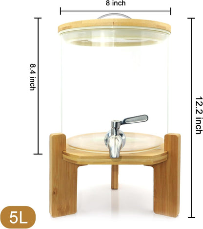 3.6 Gallon Drink dispenser,Glass Water Dispenser with Stand,Glass Beverage Dispenser with Spigot - Large Drink Dispensers for Parties,Bars,Restaurants