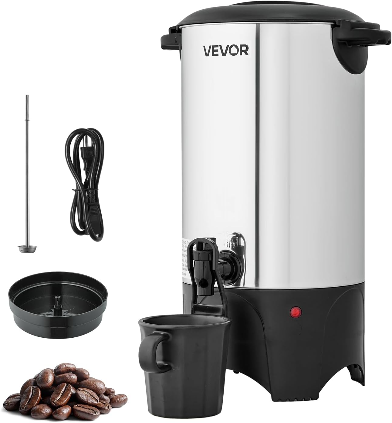 VEVOR Commercial Coffee Urn, 60 Cup 9 L Hot Beverage Dispenser with Dripless Faucet, Quick-Brewing Stainless Steel Large Commercial Coffee Maker, for Catering, Business, Party, Church & Restaurant