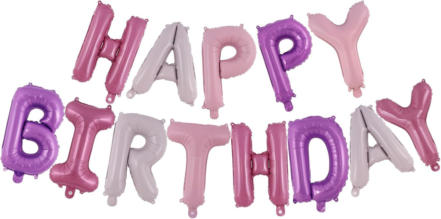 Happy Birthday Balloons Banner, Foil Balloon Personalized Name Letters Balloons Sign Birthday Party Decorations for Women Men Boys Girls Cream