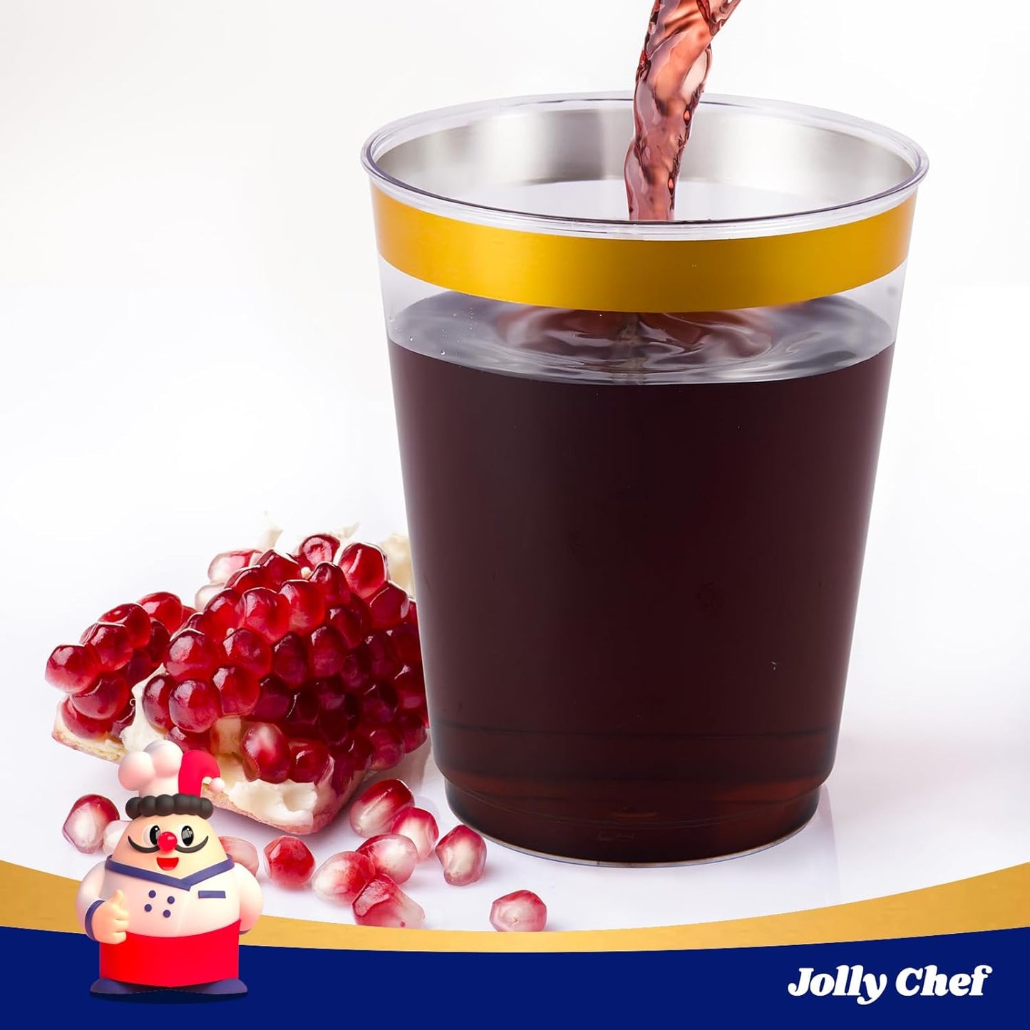 JOLLY CHEF 12 oz Clear Plastic Cups, 100 Pack Heavy-duty Party Glasses, Disposable Plastic Cups for Halloween,Thanksgiving Day, Christmas Party