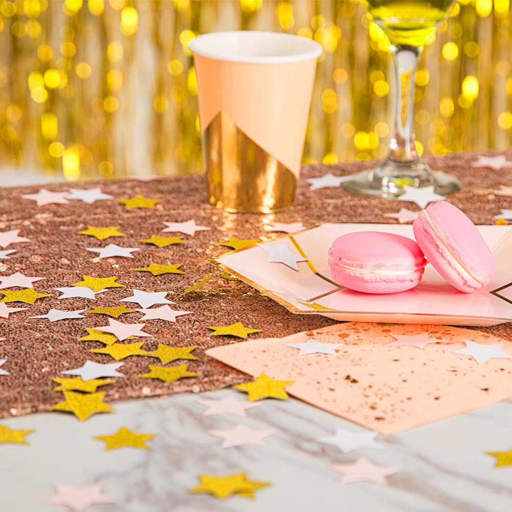 MOWO Glitter Five Stars Confetti Wedding Party Decor and Table Decor, 1.2’’ in Diameter (Glitter Gold,200pc)