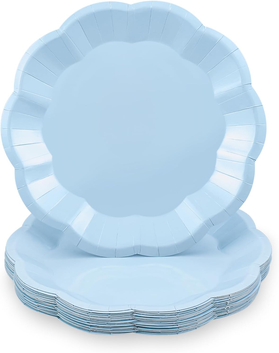 NatNarr 30 Pcs Sage Green Paper Plates, 7 Inch Scalloped Paper Plates Small Dessert Cake Plate Cute Party Plate Disposable Sage Greens Party Supplies for Wedding, Baby Bridal Shower, Birthday