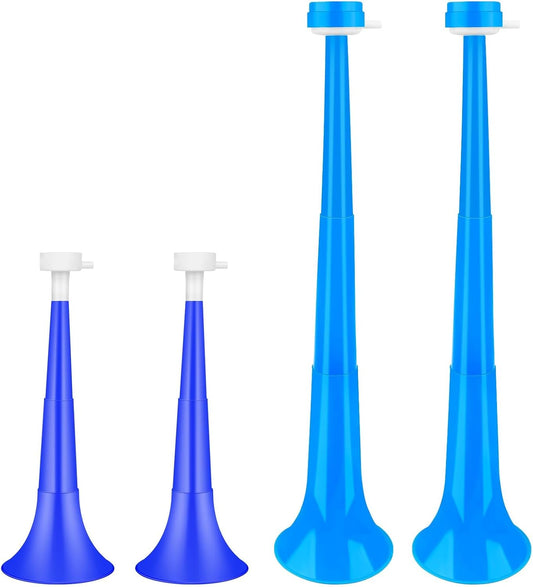 Denylo pro Collapsible Stadium Horn 24 Inch Vuvuzela Plastic Trumpet Horn Blue Blow Horn Loud Sound Soccer Horn Noisemakers for Sporting Events Graduation Party Supplies