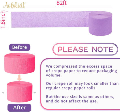AOBKIAT Colorful Streamers Party Decorations,5 Rolls Vintage Rainbow Crepe Paper Streamers for Birthday,Candyland Theme Baby Shower,Fiesta,Wedding,Christmas,DIY Craft Crepe Paper,1.8 Inch x 82 Ft/Roll