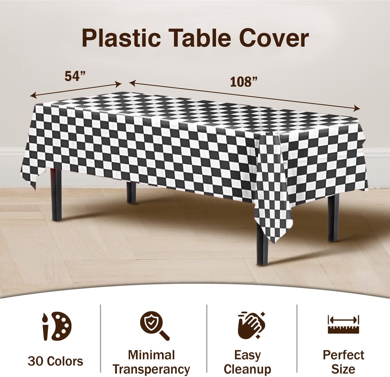 Exquisite Party Solids 6-Pack Premium Plastic Tablecloth 54in. x 108in. Rectangle Plastic Table Cover - Navy