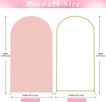 Wokceer 7.2 FT Wedding Arch Backdrop Stand and White Arch Cover, Metal Arch Stand with Arch Stand Cover for Birthday Party Wedding Ceremony Bridal Baby Shower Event Decor