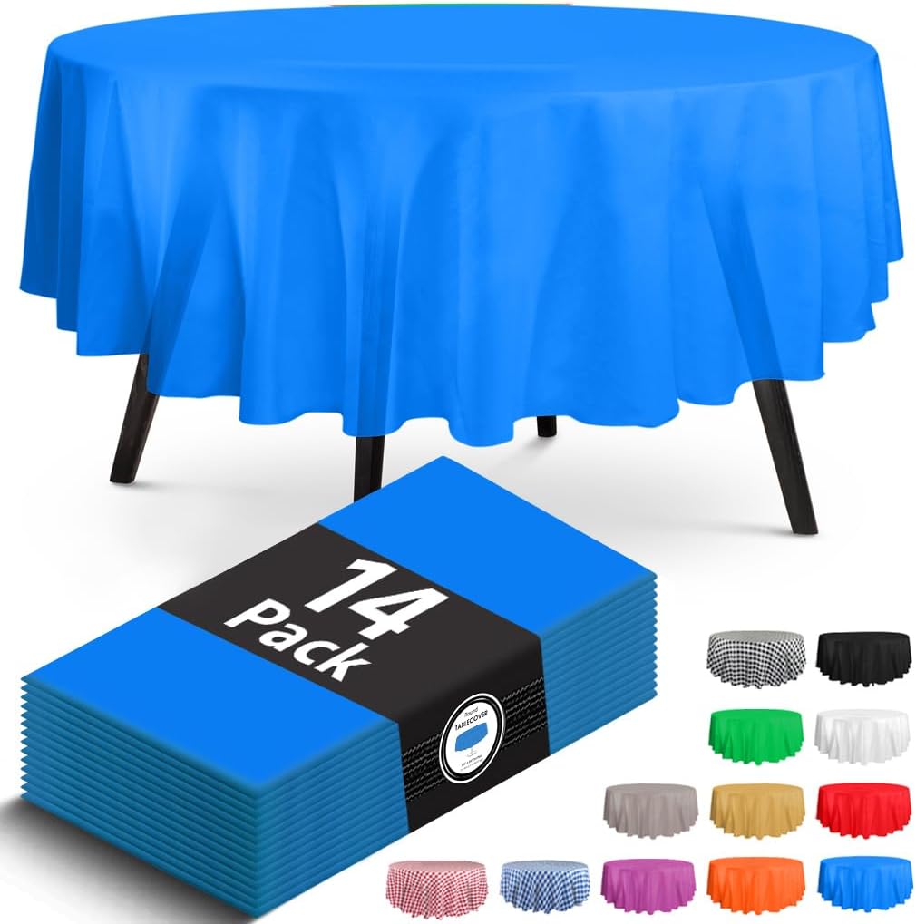 14 Pack Black 54 x 108 in. Rectangle Disposable Plastic Tablecloths - Smooth Decorative Covers for Parties, Weddings