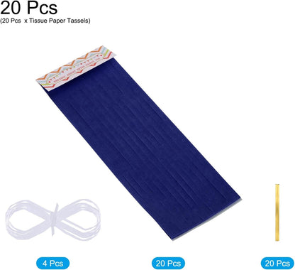 MECCANIXITY 20Pcs Light Blue Tassel Garland Banner with Rope Tissue Paper Tassels Party DIY Kits for Anniversary Wedding Birthday Party