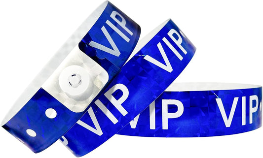 Ouchan Holographic VIP Plastic Party Wristbands Silver- 500 Pack Vinyl Wristbands for Events Club Music Meeting
