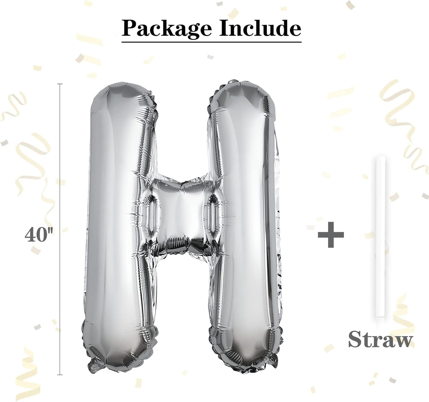 40 inch Silver Letter A Balloon, Big Size Alphabet Foil Mylar Helium Balloons for Birthday Party Celebration Wedding Anniversary Baby Shower Decorations Supplies Alphabet A