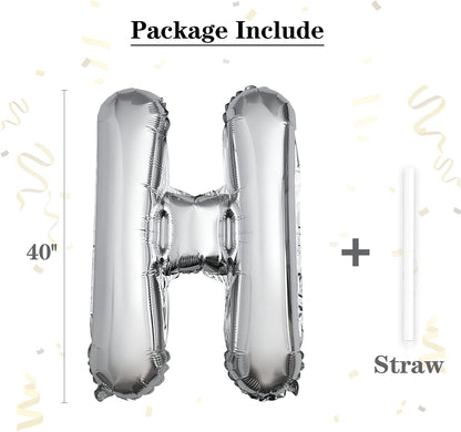 40 inch Silver Letter A Balloon, Big Size Alphabet Foil Mylar Helium Balloons for Birthday Party Celebration Wedding Anniversary Baby Shower Decorations Supplies Alphabet A