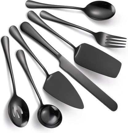 Stainless Steel Serving Utensil Set 10-Piece Buffet Flatware Catering Silverware with Bread Tong,Cake Spatula,Serving Ladles,Salad Fork,Cheese Knife,Large Spoon for Parties Buffet