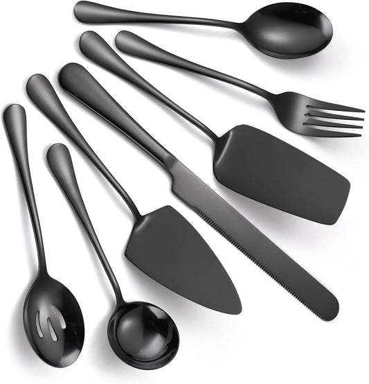 Stainless Steel Serving Utensil Set 10-Piece Buffet Flatware Catering Silverware with Bread Tong,Cake Spatula,Serving Ladles,Salad Fork,Cheese Knife,Large Spoon for Parties Buffet