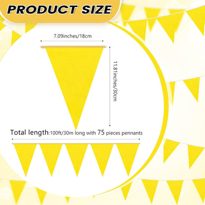 Hahafelt 100 Feet Pennant Banners Flags 75 Solid String Triangle Flags for Grand Opening, Carnival Theme Birthday Party Decoration Outdoor Events Classroom Decoration(Pink)