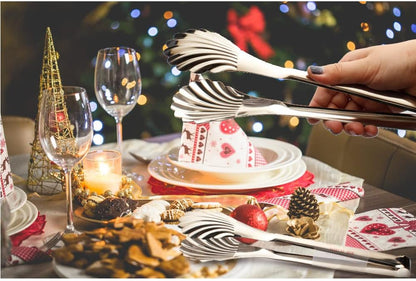 Buffet Cooking Serving Tongs, 12 inch Kirsite Catering Chef Food Salad BBQ Serving Utensils, Set of 2(stainless steel) (Stainless Steel)
