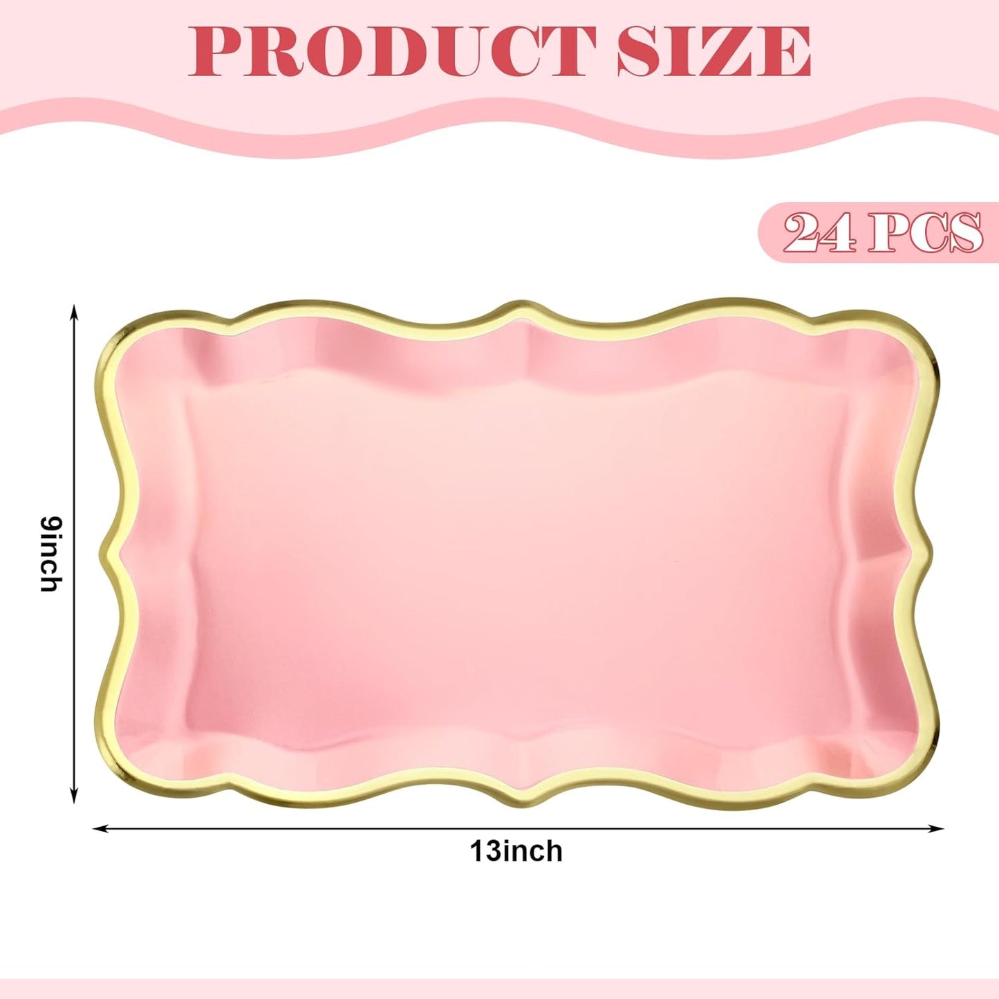 Havawish 24 Pcs 9" x 13" Pink Disposable Paper Serving Trays and Platters Food Platters for Parties White Trays Cupcake Platter Bandejas Decorativas para Fiestas for Birthday Party Weddings