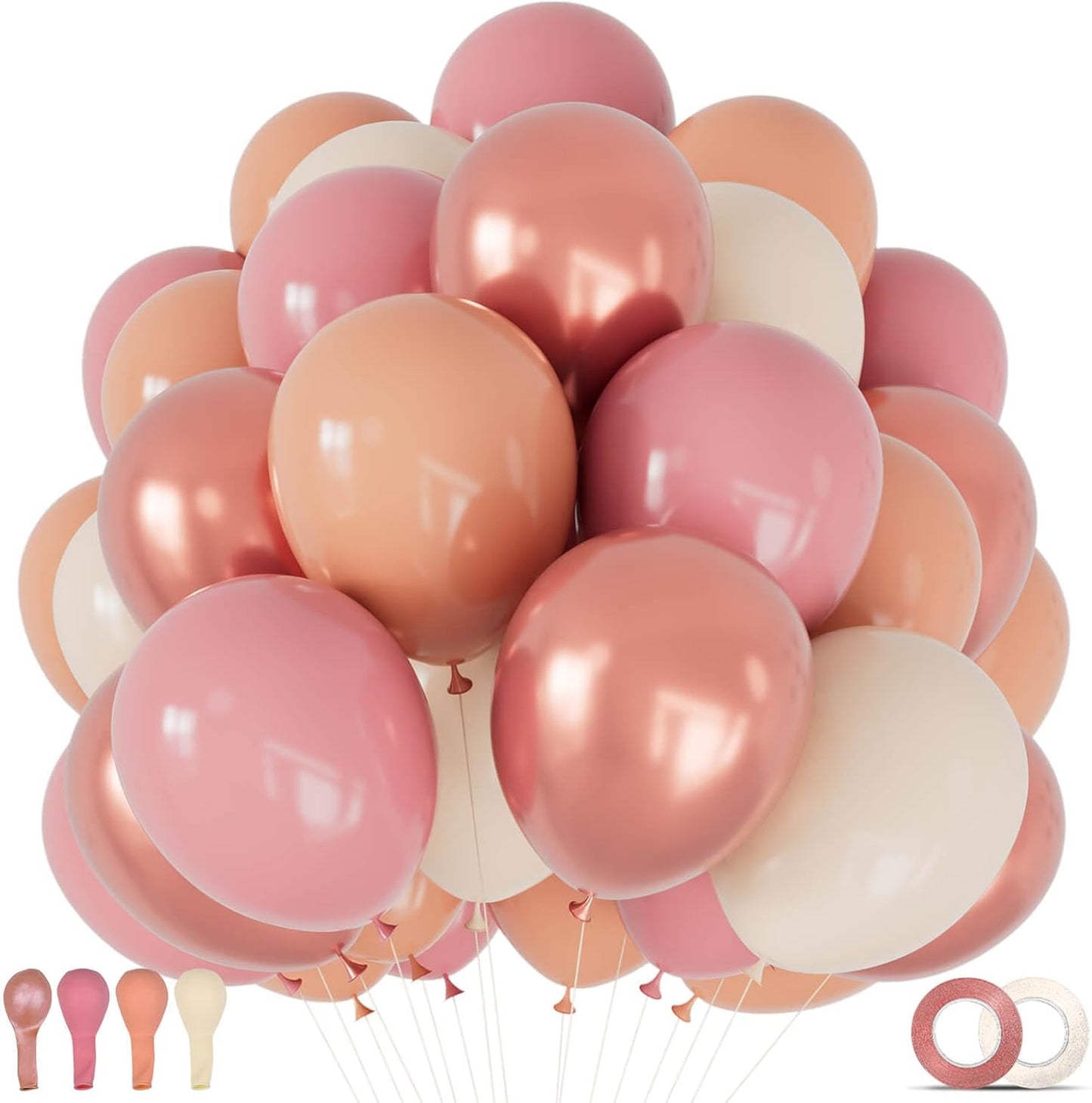 68Pcs Pink and Purple Balloons 12 Inch Metallic Purple Pink Latex Balloon Confetti ballons with Ribbons Party Balloons for Wedding Girls Birthday Baby Shower Decorations.