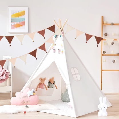 G2PLUS Cotton Fabric Bunting Banner, 9Ft Green Triangle Pennant Banner Flag, 12pcs Double-Sided Bunting Garland with Tassels for Birthday, Nursery, Baby Shower, Classroom Hanging Decor
