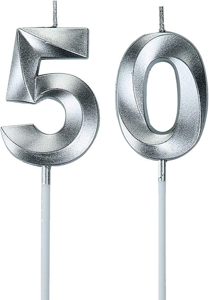 50th Birthday Candles,Gold Number 50 Cake Topper for Birthday Decorations Party Decoration