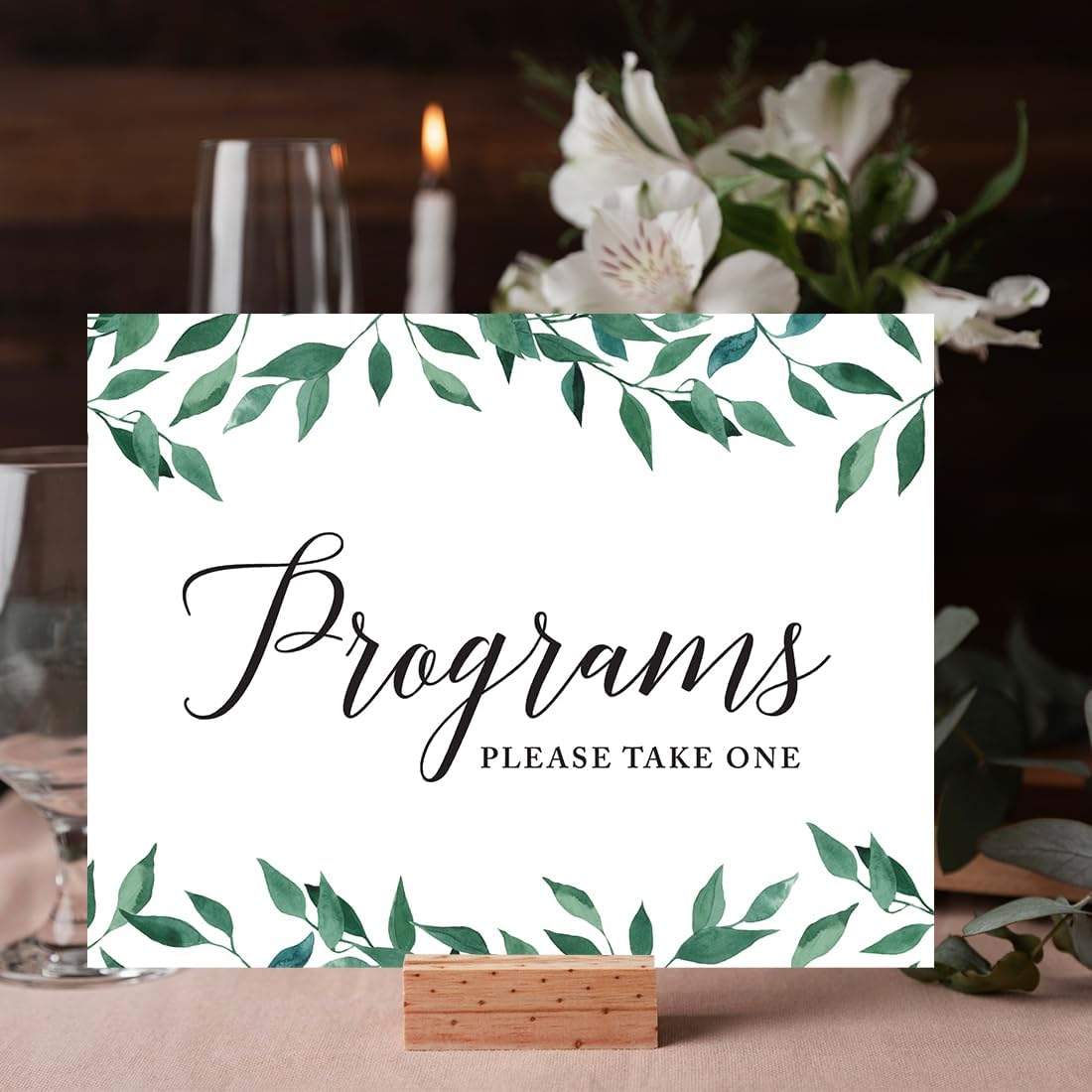 Andaz Press Wedding Party Signs, Natural Greenery Green Leaves, 8.5x11-inch, Bridal Shower Scavenger Hunt, 1-Pack - Colors B