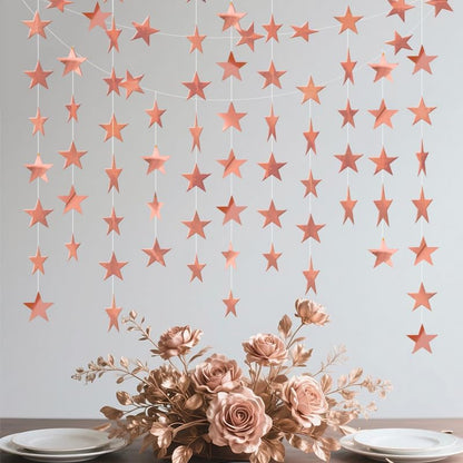 Iridescent Shining Star Hanging Garland Iridescent Hanging Sparkling Star Streamer Glitter Bunting Banner Twinkle Backdrop for Wedding Baby Shower Birthday Christmas Decorations 40 Feet