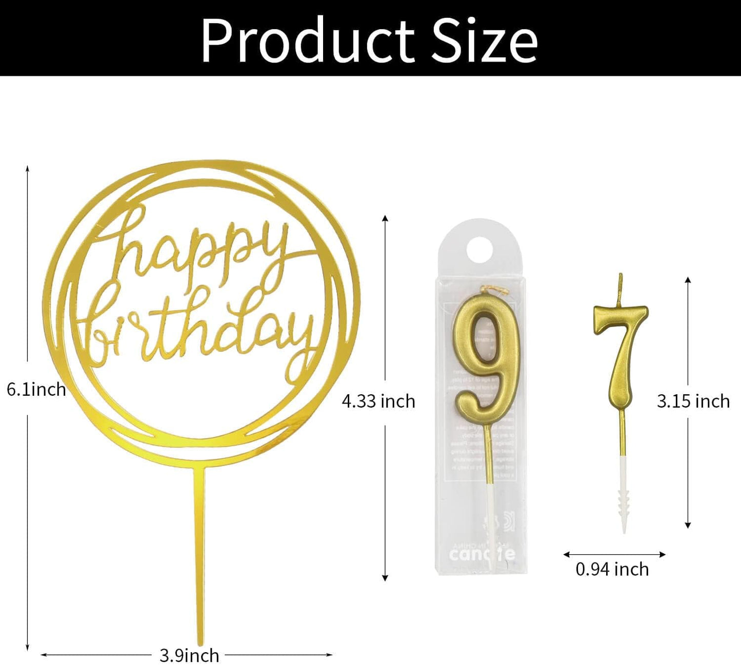 10-Piece Number Birthday Candles - Glitter Cake Toppers for Birthday & Wedding Parties