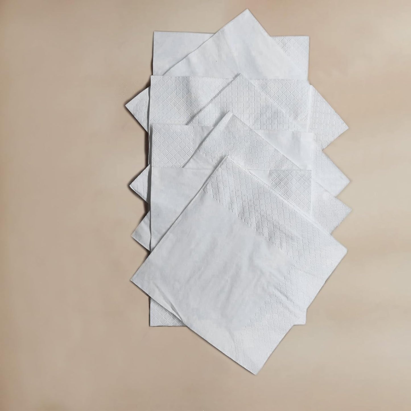 200 Count Napkins 2 Ply Plain White Beverage Napkins Disposable Four Fold Cocktails Paper Napkins 4.9" X 4.9" folded for Party and Every Day Use