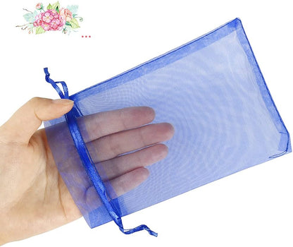 HRX Package 100pcs White Organza Bags, 4x6 inch Mesh Bags Drawstring Gift Bags Jewelry Pouches for Candy Wedding Favors Christmas